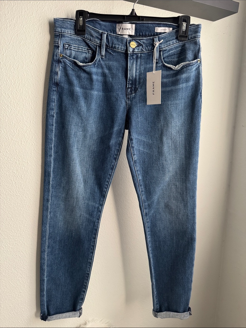 Frame Le Garçon Denim Mid Blue Women's Skinny Jeans